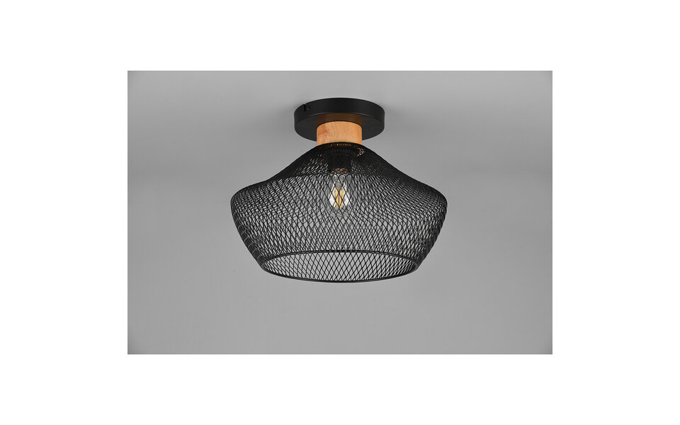 HLW LED LED Ceiling Lamp - Ceiling Lighting - Trion Jenna - E27 Fitting - Round - Matte Black - Aluminum