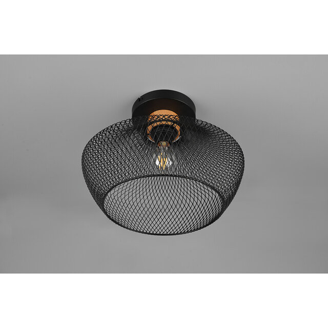 HLW LED LED Ceiling Lamp - Ceiling Lighting - Trion Jenna - E27 Fitting - Round - Matte Black - Aluminum