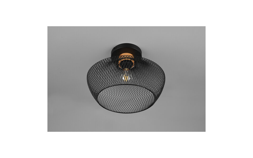 HLW LED LED Plafondlamp - Plafondverlichting - Trion Jenna - E27 Fitting - Rond - Mat Zwart - Aluminium