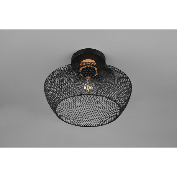 HLW LED LED Plafondlamp - Plafondverlichting - Trion Jenna - E27 Fitting - Rond - Mat Zwart - Aluminium HLW LED LED Plafondlamp - Plafondverlichting - Trion Jenna - E27 Fitting - Rond - Mat Zwart - Aluminium