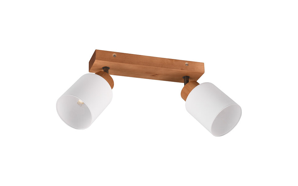 HLW LED LED Plafondspot - Plafondverlichting - Trion Asmara - E14 Fitting - 2-lichts - Rechthoek - Mat Bruin - Hout