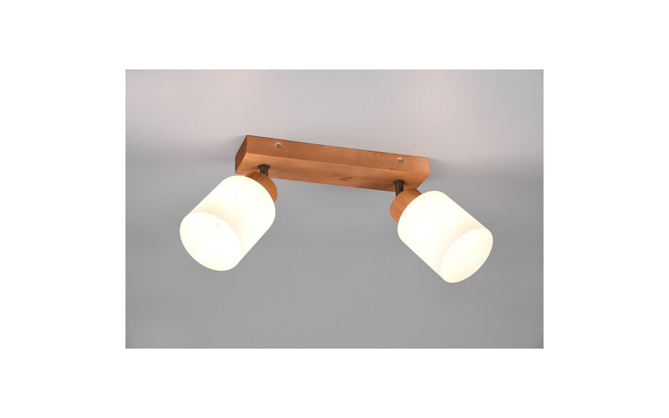 HLW LED LED Plafondspot - Plafondverlichting - Trion Asmara - E14 Fitting - 2-lichts - Rechthoek - Mat Bruin - Hout