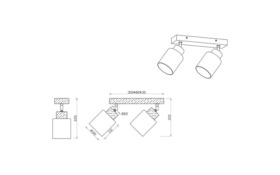 HLW LED LED Plafondspot - Plafondverlichting - Trion Asmara - E14 Fitting - 2-lichts - Rechthoek - Mat Bruin - Hout