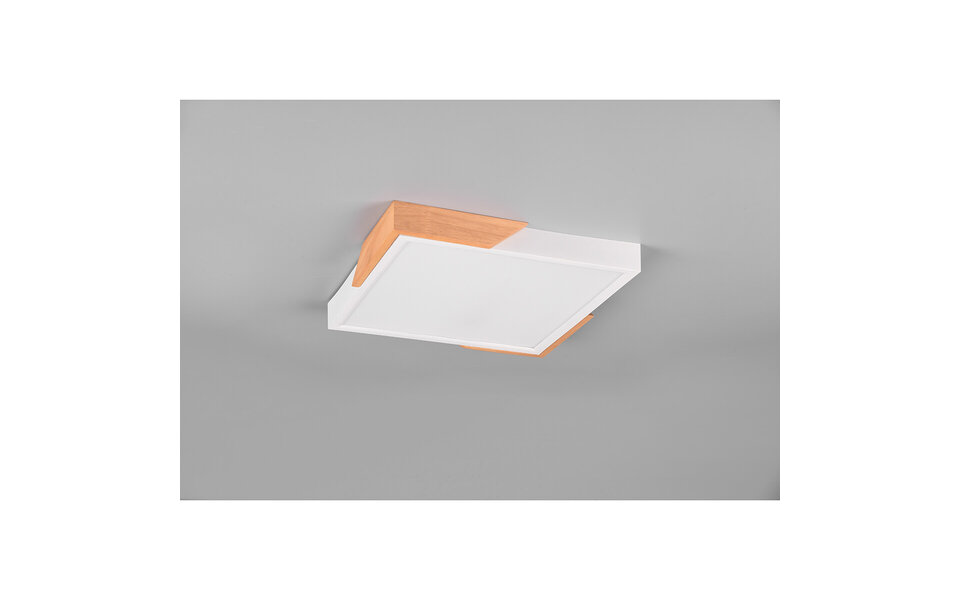 HLW LED LED Ceiling Lamp - Ceiling Lighting - Trion Mirza - 20W - Warm White 3000K - Dimmable - Square - Matte White - Plastic