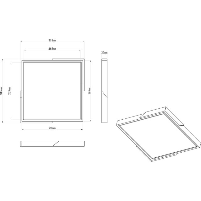HLW LED LED Plafondlamp - Plafondverlichting - Trion Mirza - 20W - Warm Wit 3000K - Dimbaar - Vierkant - Mat Wit - Kunststof