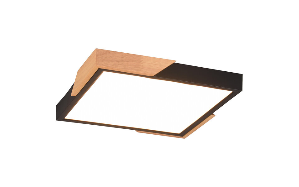 HLW LED LED Ceiling Light - Ceiling Lighting - Trion Mirza - 20W - Warm White 3000K - Dimmable - Square - Matte Black - Plastic