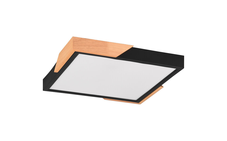 HLW LED LED Ceiling Light - Ceiling Lighting - Trion Mirza - 20W - Warm White 3000K - Dimmable - Square - Matte Black - Plastic