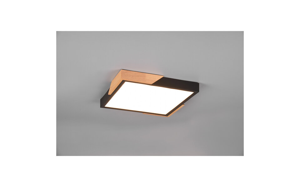 HLW LED LED Ceiling Light - Ceiling Lighting - Trion Mirza - 20W - Warm White 3000K - Dimmable - Square - Matte Black - Plastic
