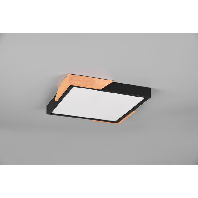 HLW LED LED Ceiling Light - Ceiling Lighting - Trion Mirza - 20W - Warm White 3000K - Dimmable - Square - Matte Black - Plastic