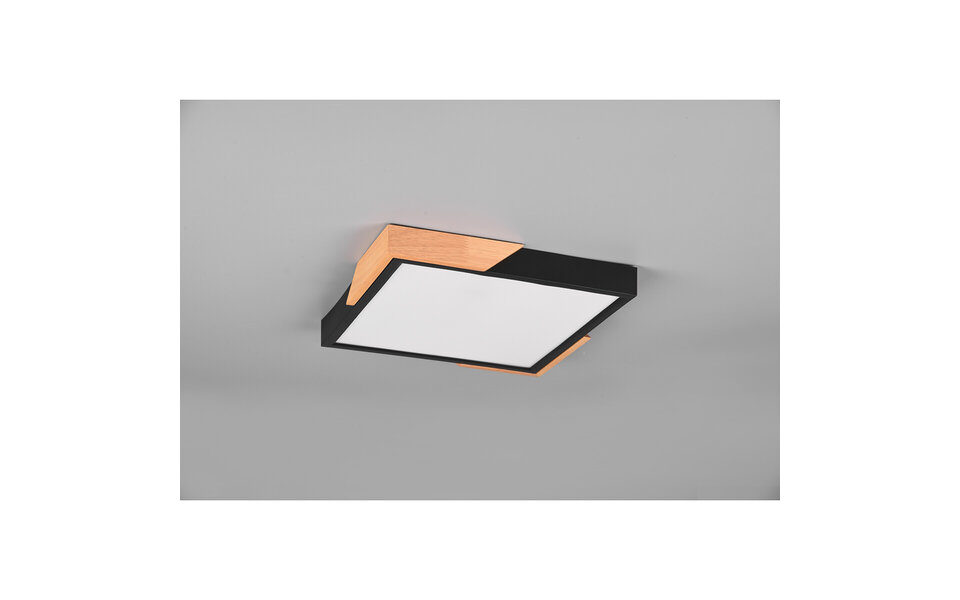 HLW LED LED Ceiling Light - Ceiling Lighting - Trion Mirza - 20W - Warm White 3000K - Dimmable - Square - Matte Black - Plastic