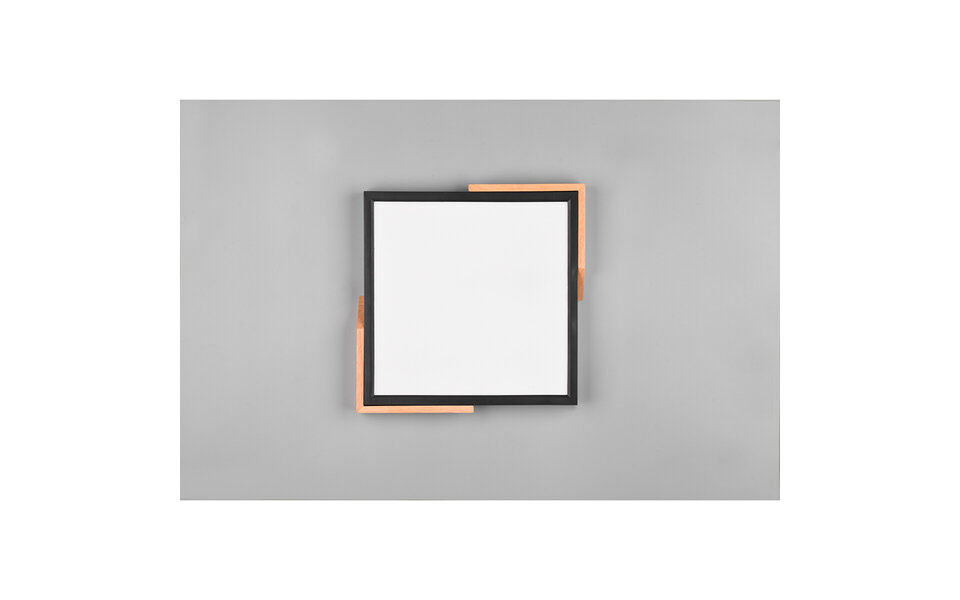 HLW LED LED Ceiling Light - Ceiling Lighting - Trion Mirza - 20W - Warm White 3000K - Dimmable - Square - Matte Black - Plastic