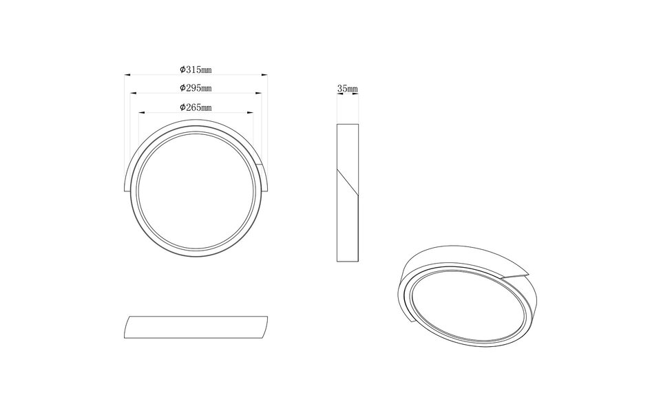 HLW LED LED Ceiling Light - Ceiling Lighting - Trion Jersa - 20W - Warm White 3000K - Dimmable - Round - Matte White - Plastic