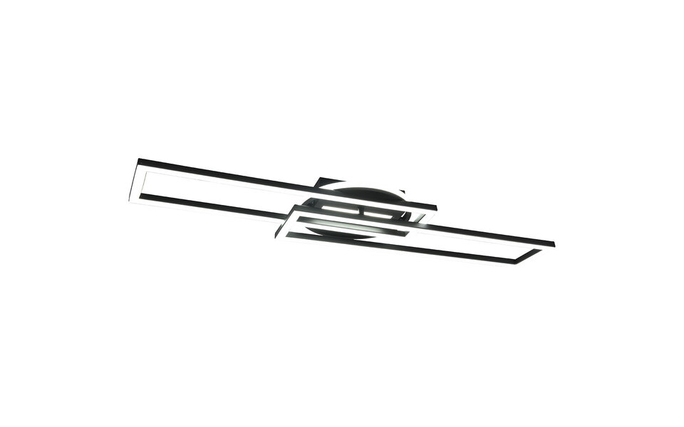 HLW LED LED Plafondlamp - Plafondverlichting - Trion Tiger - 30W - Aanpasbare Kleur - Afstandsbediening - Dimbaar - Rechthoek - Mat Zwart - Aluminium