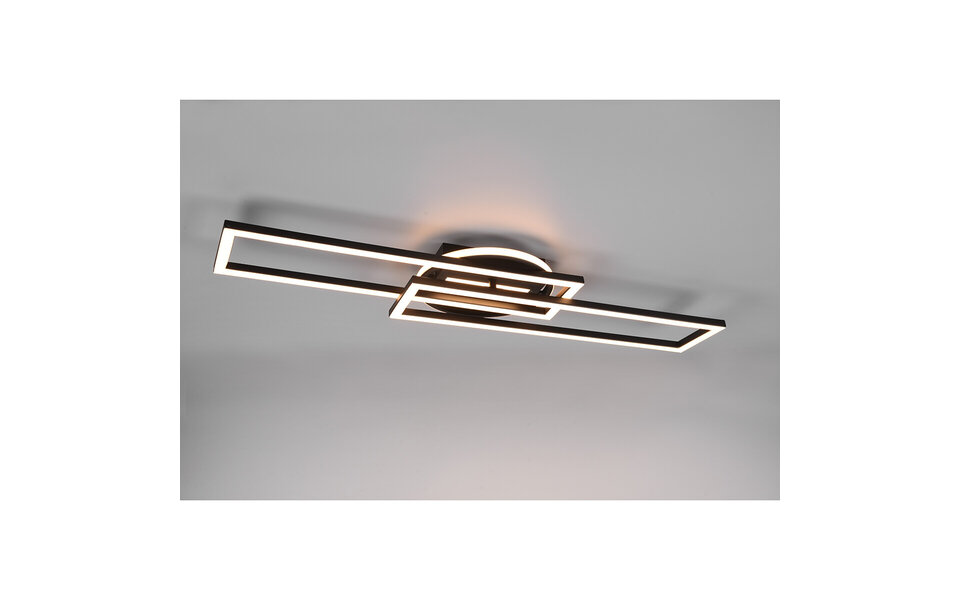 HLW LED LED Plafondlamp - Plafondverlichting - Trion Tiger - 30W - Aanpasbare Kleur - Afstandsbediening - Dimbaar - Rechthoek - Mat Zwart - Aluminium