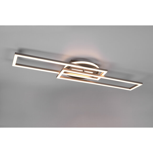 HLW LED LED Ceiling Light - Ceiling Lighting - Trion Tiger - 30W - Adjustable Color - Remote Control - Dimmable - Rectangular - Matte Nickel - Aluminum