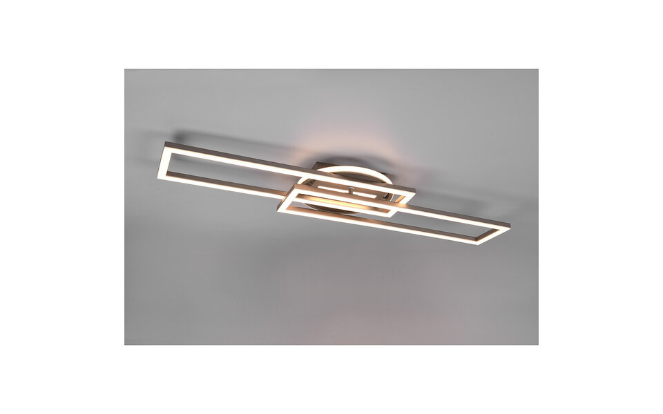 HLW LED LED Plafondlamp - Plafondverlichting - Trion Tiger - 30W - Aanpasbare Kleur - Afstandsbediening - Dimbaar - Rechthoek - Mat Nikkel - Aluminium