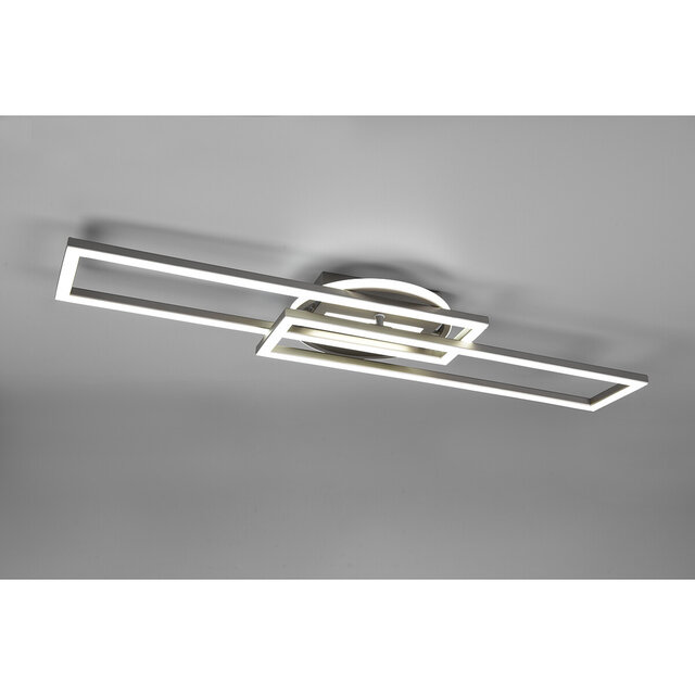 HLW LED LED Plafondlamp - Plafondverlichting - Trion Tiger - 30W - Aanpasbare Kleur - Afstandsbediening - Dimbaar - Rechthoek - Mat Nikkel - Aluminium