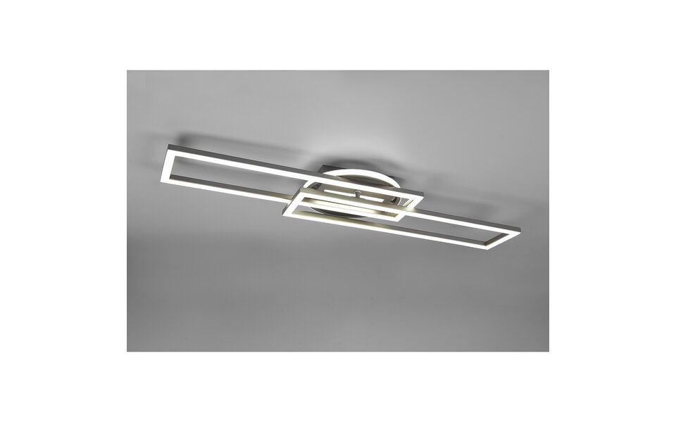 HLW LED LED Plafondlamp - Plafondverlichting - Trion Tiger - 30W - Aanpasbare Kleur - Afstandsbediening - Dimbaar - Rechthoek - Mat Nikkel - Aluminium