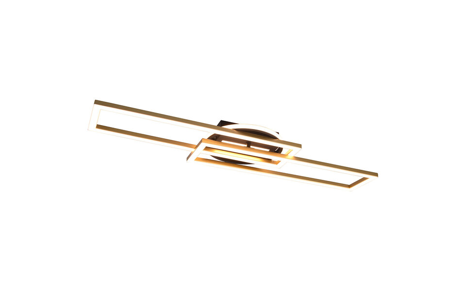 HLW LED LED Plafondlamp - Plafondverlichting - Trion Tiger - 30W - Aanpasbare Kleur - Afstandsbediening - Dimbaar - Rechthoek - Mat Goud - Aluminium