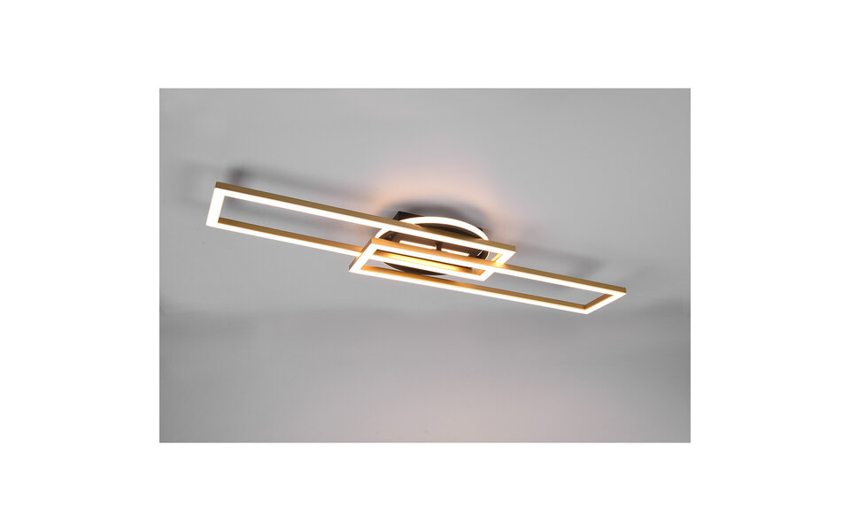 HLW LED LED Ceiling Light - Ceiling Lighting - Trion Tiger - 30W - Adjustable Color - Remote Control - Dimmable - Rectangle - Matte Gold - Aluminum