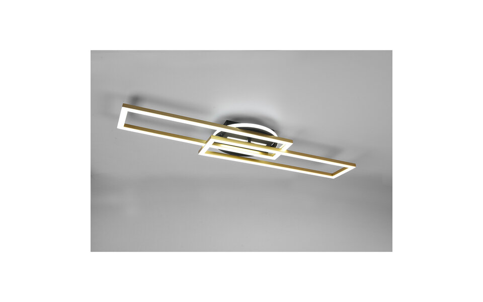 HLW LED LED Ceiling Light - Ceiling Lighting - Trion Tiger - 30W - Adjustable Color - Remote Control - Dimmable - Rectangle - Matte Gold - Aluminum