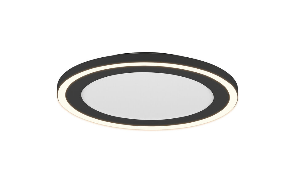 HLW LED LED Plafondlamp - Plafondverlichting - Trion Coman - 24.5W - Warm Wit 3000K - Rond - Mat Zwart - Kunststof