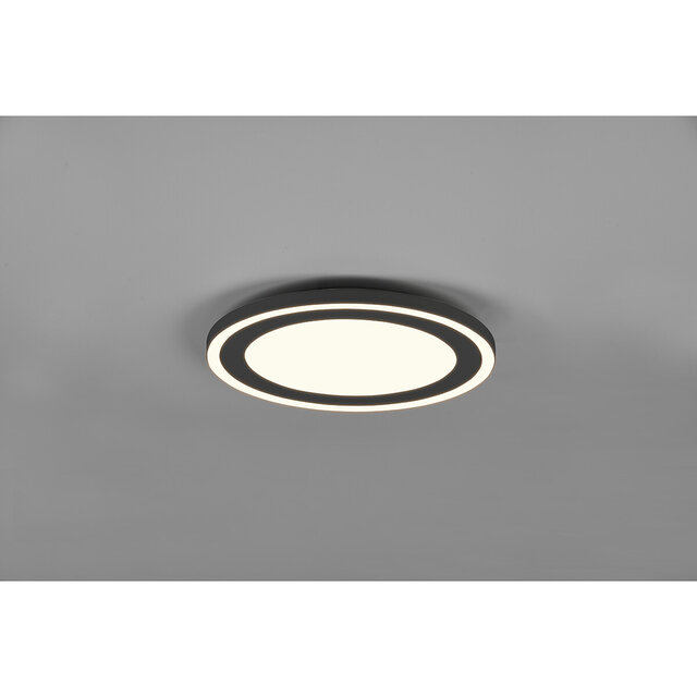HLW LED LED Plafondlamp - Plafondverlichting - Trion Coman - 24.5W - Warm Wit 3000K - Rond - Mat Zwart - Kunststof
