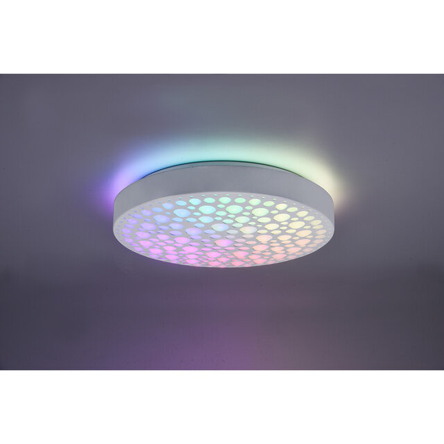 HLW LED LED Ceiling Light - Ceiling Lighting - Trion Carol - 22W - Adjustable Color - RGB - Remote Control - Dimmable - Round - Matte White - Plastic