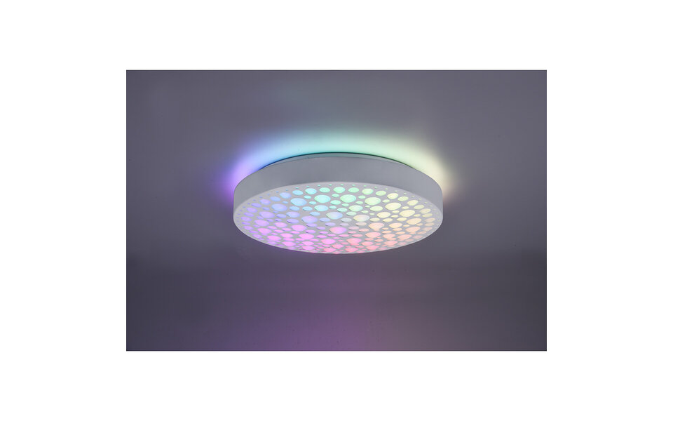 HLW LED LED Ceiling Light - Ceiling Lighting - Trion Carol - 22W - Adjustable Color - RGB - Remote Control - Dimmable - Round - Matte White - Plastic