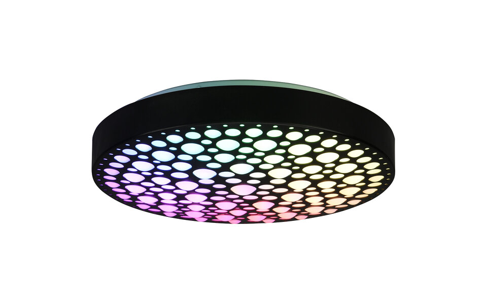 HLW LED LED Plafondlamp - Plafondverlichting - Trion Carol - 22W - Aanpasbare Kleur - RGB - Afstandsbediening - Dimbaar - Rond - Mat Zwart - Kunststof