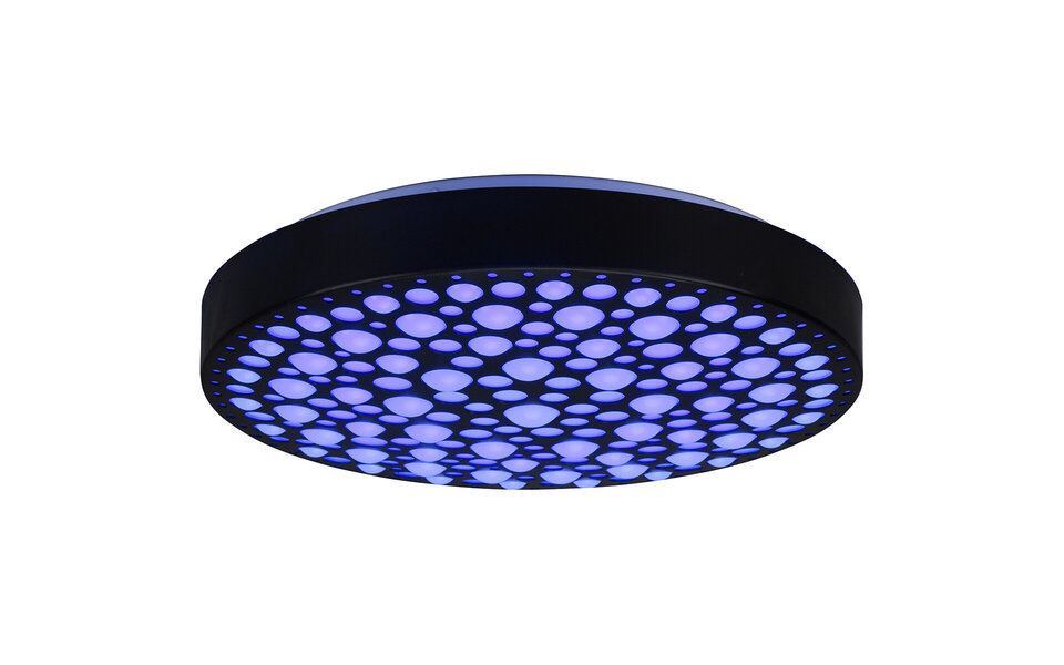 HLW LED LED Plafondlamp - Plafondverlichting - Trion Carol - 22W - Aanpasbare Kleur - RGB - Afstandsbediening - Dimbaar - Rond - Mat Zwart - Kunststof