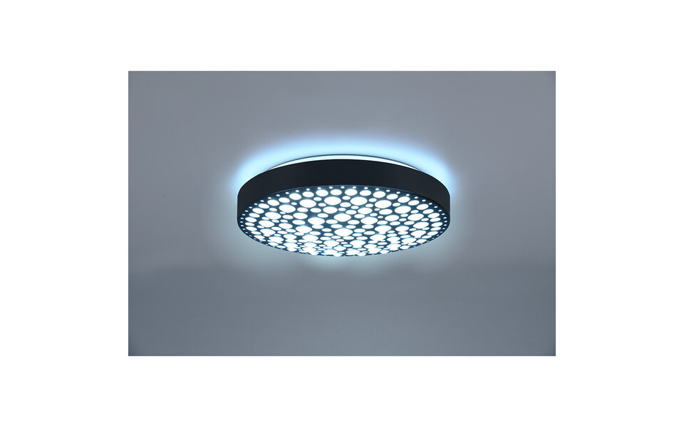 HLW LED LED Plafondlamp - Plafondverlichting - Trion Carol - 22W - Aanpasbare Kleur - RGB - Afstandsbediening - Dimbaar - Rond - Mat Zwart - Kunststof