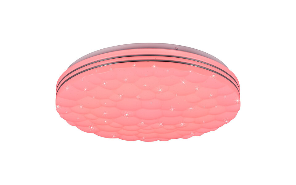 HLW LED LED Ceiling Light - Ceiling Lighting - Trion Taco - 22W - Adjustable Color - RGB - Remote Control - Dimmable - Star Light - Round - Matte White - Plastic