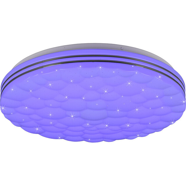HLW LED LED Ceiling Light - Ceiling Lighting - Trion Taco - 22W - Adjustable Color - RGB - Remote Control - Dimmable - Star Light - Round - Matte White - Plastic