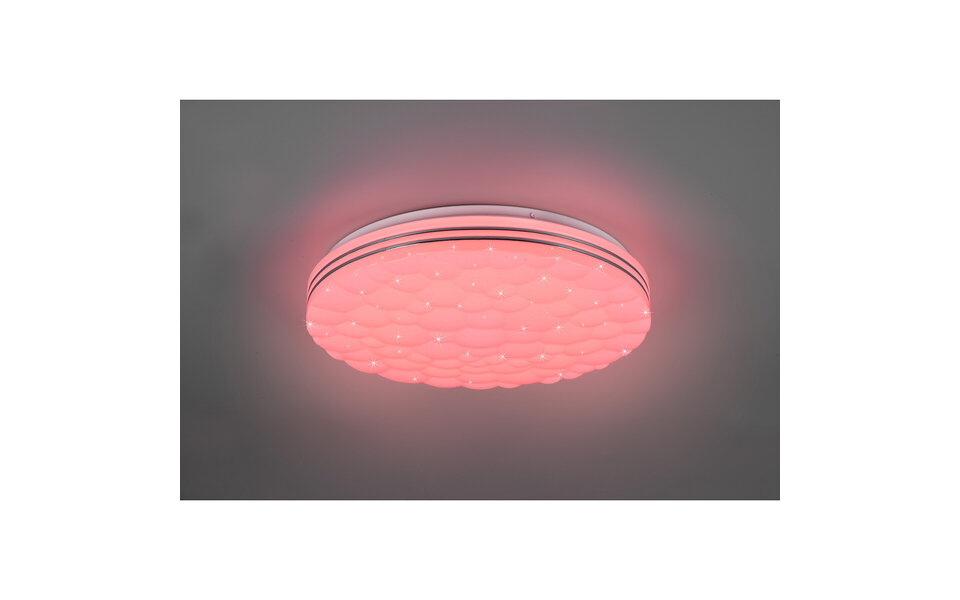 HLW LED LED Ceiling Light - Ceiling Lighting - Trion Taco - 22W - Adjustable Color - RGB - Remote Control - Dimmable - Star Light - Round - Matte White - Plastic