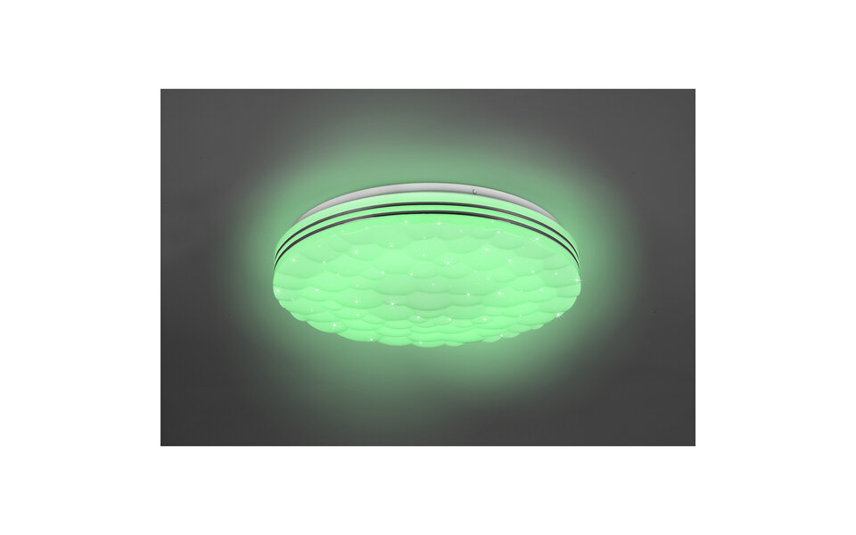 HLW LED LED Ceiling Light - Ceiling Lighting - Trion Taco - 22W - Adjustable Color - RGB - Remote Control - Dimmable - Star Light - Round - Matte White - Plastic