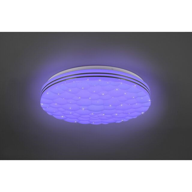 HLW LED LED Ceiling Light - Ceiling Lighting - Trion Taco - 22W - Adjustable Color - RGB - Remote Control - Dimmable - Star Light - Round - Matte White - Plastic