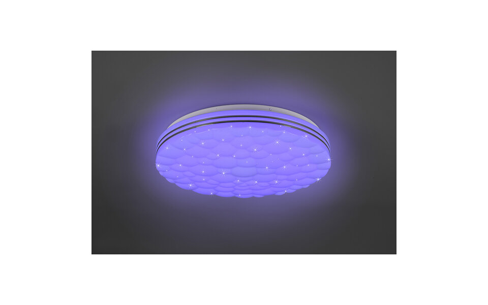 HLW LED LED Ceiling Light - Ceiling Lighting - Trion Taco - 22W - Adjustable Color - RGB - Remote Control - Dimmable - Star Light - Round - Matte White - Plastic