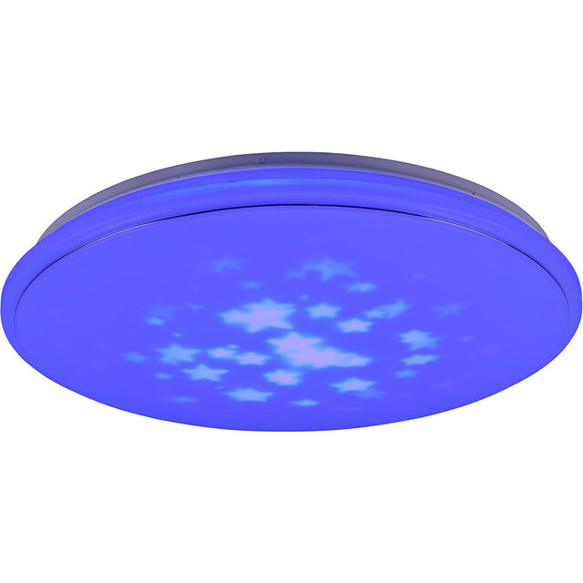 HLW LED LED Ceiling Light - Ceiling Lighting - Trion Turbo - 21W - Warm White 3000K - RGB - Dimmable - Remote Control - Round - Matte White - Plastic