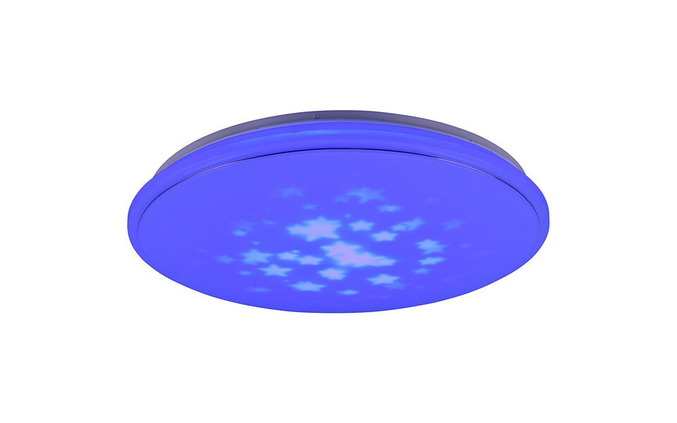 HLW LED LED Ceiling Light - Ceiling Lighting - Trion Turbo - 21W - Warm White 3000K - RGB - Dimmable - Remote Control - Round - Matte White - Plastic