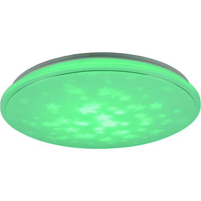 HLW LED LED Ceiling Light - Ceiling Lighting - Trion Turbo - 21W - Warm White 3000K - RGB - Dimmable - Remote Control - Round - Matte White - Plastic