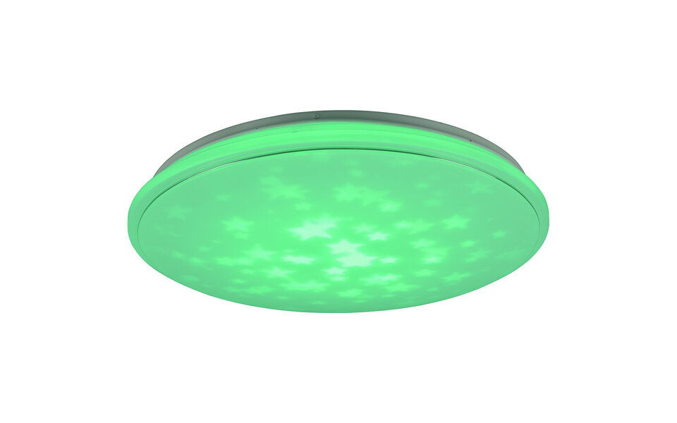 HLW LED LED Ceiling Light - Ceiling Lighting - Trion Turbo - 21W - Warm White 3000K - RGB - Dimmable - Remote Control - Round - Matte White - Plastic