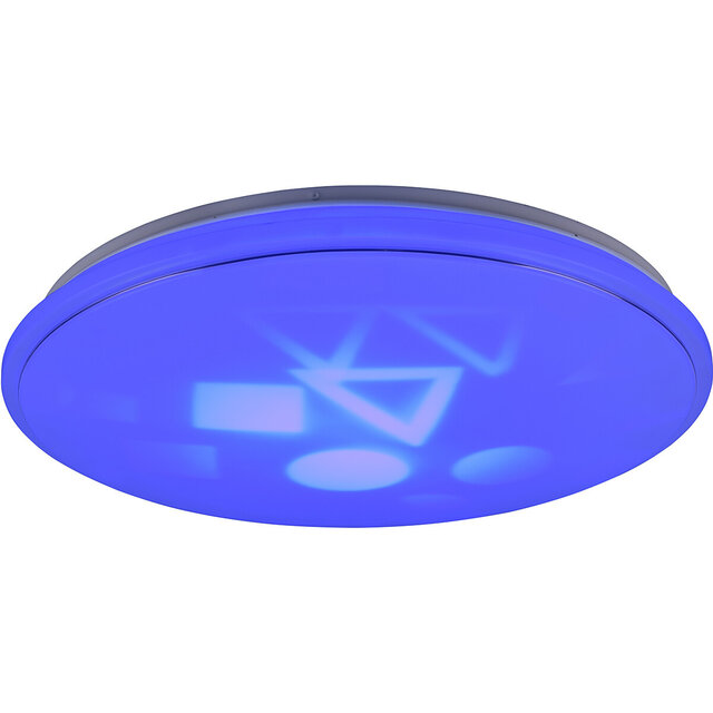 HLW LED LED Ceiling Light - Ceiling Lighting - Trion Turbo - 21W - Warm White 3000K - RGB - Dimmable - Remote Control - Round - Matte White - Plastic