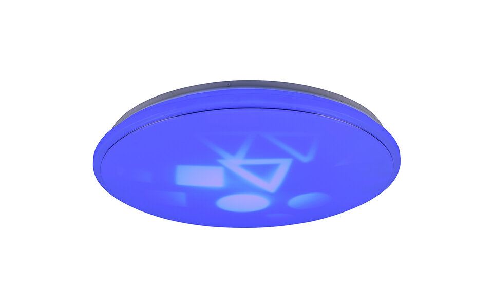 HLW LED LED Ceiling Light - Ceiling Lighting - Trion Turbo - 21W - Warm White 3000K - RGB - Dimmable - Remote Control - Round - Matte White - Plastic