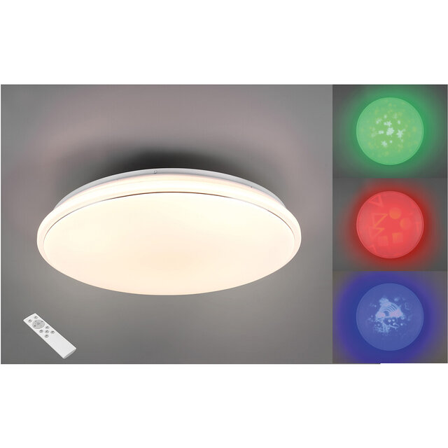HLW LED LED Plafondlamp - Plafondverlichting - Trion Turbo - 21W - Warm Wit 3000K - RGB - Dimbaar - Afstandsbediening - Rond - Mat Wit - Kunststof