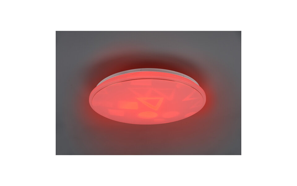 HLW LED LED Ceiling Light - Ceiling Lighting - Trion Turbo - 21W - Warm White 3000K - RGB - Dimmable - Remote Control - Round - Matte White - Plastic