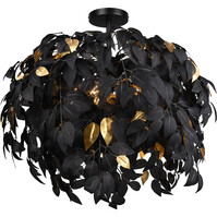 Trion Lovy LED ceiling light Ø700 matte black/gold – 3x E14