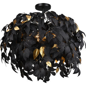 Trion Lovy LED plafondlamp Ø700 mat zwart/goud – 3x E14 Trion Lovy LED plafondlamp Ø700 mat zwart/goud – 3x E14