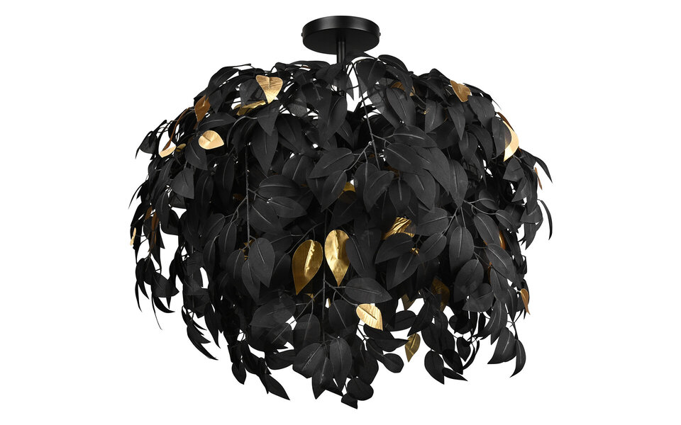 HLW LED LED Ceiling Light - Ceiling Lighting - Trion Lovy - E14 Fitting - 3 Lights - Round - Matte Black/Gold - Aluminum