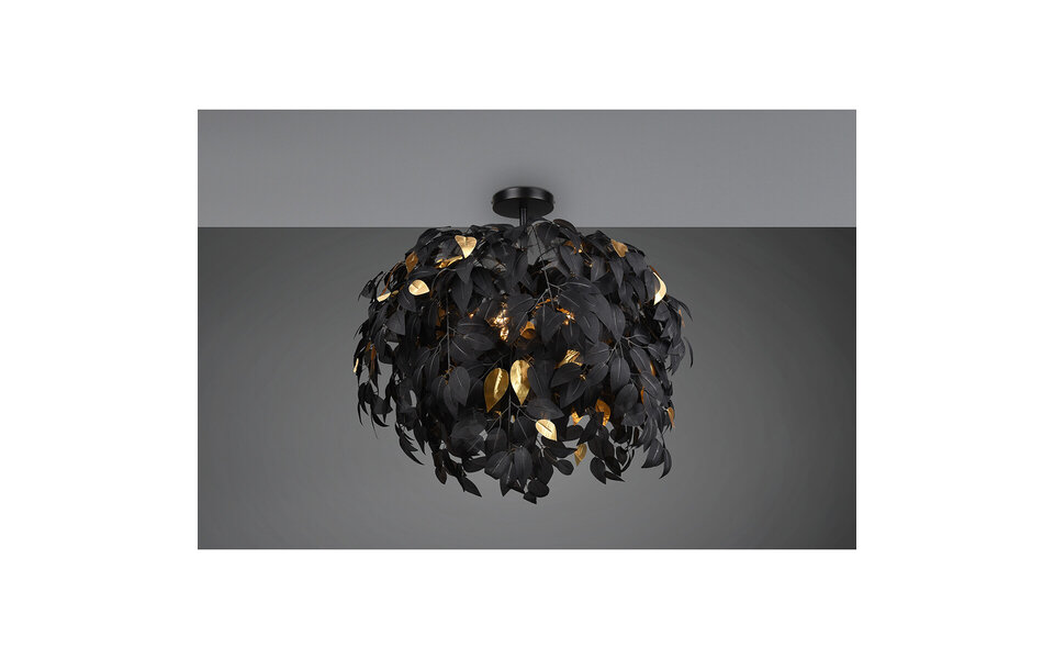 HLW LED LED Ceiling Light - Ceiling Lighting - Trion Lovy - E14 Fitting - 3 Lights - Round - Matte Black/Gold - Aluminum